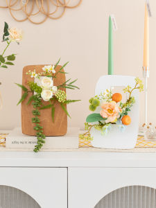 Elegant Miniature Green Plant Decorative Simulation Flower Art for Bathroom TV Cabinet Coffee Table Entrance Modern Simplicity