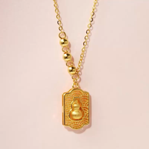 Chow Sang Sang 周生生 999 Pure Gold Chinese Gifting Collection Hulu Gourd Necklace for Women & Men 47cm 96159N Price-by-Weight 4.86g Gold