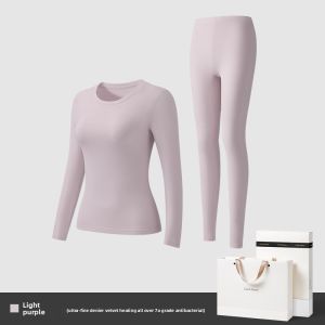 CarbinKoneer | CarbinKoneer Womens Thermal Underwear Set Fleece Lined Thickened Autumn Winter New Style Warm Comfortable Long Sleeve Round Neck