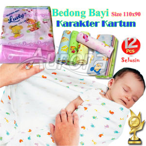 1 LUSIN Kain Bedong Bayi 110x90cm-Selimut Bayi Bedong bayi Luvly Motiv Lucu-Aurora Store(COD)