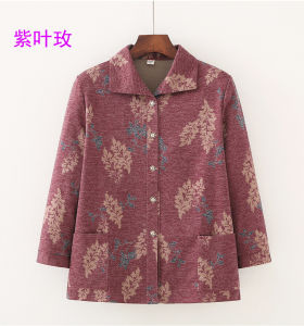 เสื้อสเวตเตอร์ถักบางลายดอกไม้ลําลองสําหรับผู้หญิงวัยกลางคนและผู้สูงอายุคาร์ดิแกนกระดุมแถวเดียวพร้อมกระเป๋าเสื้อแขนยาวสําหรับฤดูใบไม้ผลิและฤดูใบไม้ร่วง