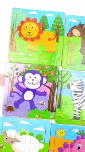 Puzzle Anak Melatih Kecerdasan Puzzle Jigsaw 9 Pcs Wooden Puzzle Mini Kayu Anak Karkater Hewan Dan Kendaraan Mainan Edukasi Murah AVVET