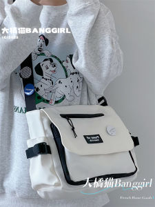 Casual Nylon Crossbody Bag for University Students Single Shoulder Bag with Zipper Closure Soft Texture Pure Color Pattern