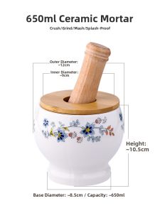 Manual Ceramic Garlic and Spice Grinder Stone Mortar