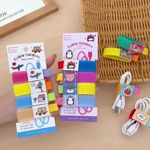 New New 4 pcs/set Portable Leather Cable Organizer Snap Button For Earphones Charging USB Cables
