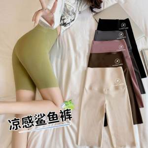 Summer Five-Quarter Shark Shorts Womens Thin Waist Slimming Large Size Bottoming Safe JK Anti-Light Walking Pants Polyester Fiber