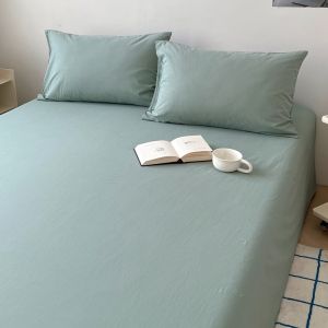Pure Cotton Washed Bed Sheet Single Piece Solid Color Bed Canopy Three Piece Set Full Cotton Bed Cover Single Bed Sheet Mattress Protector