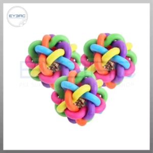 Colorful Atom Pet Chew Toy with Bell for Cats and Dogs - Durable Ball Toy for Aggressive Chewers