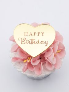 Acrylic Heart Shaped Cake Topper Birthday Greeting Cupcake Decoration Baking Supplies Happy Birthday Celebration Supplies