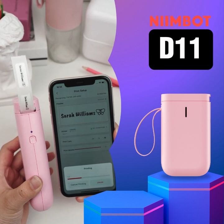 NIIMBOT D11 12-15mm Label Printer, Portable Wireless Bluetooth Thermal Label Maker with Rechargable Battery iPhone and Android Mobile Phone APP
