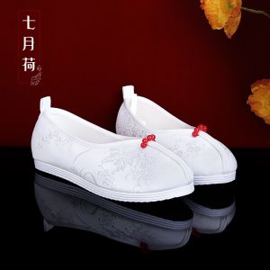 Autumnal Hanfu Shoes Womens High Rise Qipao Footwear Traditional Green Embroidery Comfortable Inner Heightening Retro Style