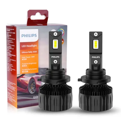 Philips | หลอดไฟหน้ารถยนต์ Philips Ultinon Rally 3550 LED H4 H7 H11 HB3/4 H18 H19 HIR2 สีขาว 6500K กำลังไฟสูงสุด 100W รุ่น 9005 9006 9012