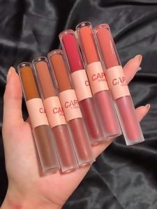 cadia🔥CAPPUVINI 2 in 1 Glasir Bibir Cermin Mengkilap + Matte Velvet Lip Clay / Lip Glaze Lip Glitter Berujung Ganda Glasir Bibir Pelembab yang Tahan Lama