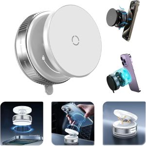 2026 Upgraded Vacuum Magnetic Car Phone Holder 360° Reinforced 96LBS Ultra Suction Cup Phone Mount for MagSafe Cell Phone