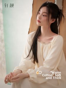 High-Quality Cotton Long Sleeve Nightgown for Plus Size Women