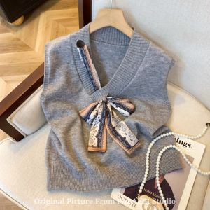 Áo Len Dệt Kim Cổ Chữ V Thời Trang Mùa Xuân Thu Cho Nữ Áo Khoác Ngoài Giảm Tuổi Tác Đa Năng Thường Ngày Bằng Cotton Modal