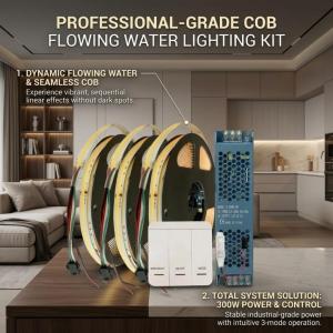 5m-40m DC24V WS2811 IC COB LED Strip 360LEDs/m Addressable Running Water Flowing Light with Wireless Controller Power Supply Kit