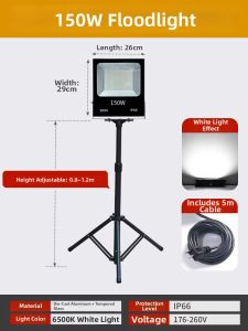 Mobile LED Construction Work Light Tripod Stand Pluggable Spotlight