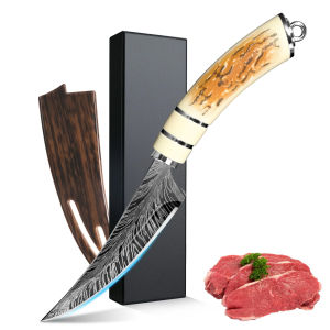 Professional cooking curved knives sharp Damask textured kitchen knives meat slicers fruit knives forged high-hardness knive