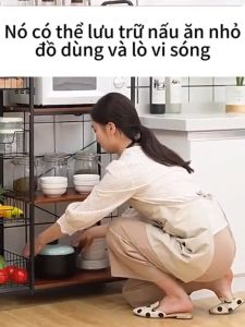 IBED Kệ lò vi sóng kệ để lò nướng kèm giỏ để đồ nhà bếp đa năng có ngăn tủ mặt gỗ MDF