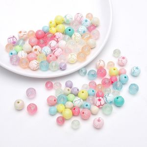30-50pcs Acrylic Bayberry Beads Crackle Beads for DIY Bracelet Necklace Jewelry Making Crafts Accessories