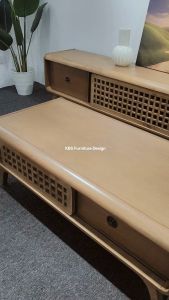 (FREE Installation+Shipping) KBS Azemine 6.5FT TV Cabinet /  Solid Wood / 2 Sliding Doors / 2 Drawers / Mid-century modern / Classic / Muji Style / 200L x 40D x 53.5H cm