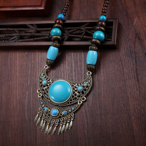 New Ethnic Tibetan Style Necklace Sweater Chain Pendant World Wind Mixed Gemstone Embedded Multi-layer Fashion Jewelry
