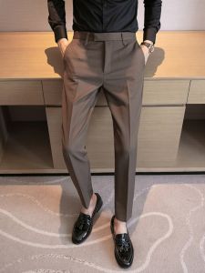 JIARONG | High-end Dandy Style Mens Tapered Suit Pants Beige Spring Autumn