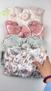 PAYI BABY-3PCS 0-6Months Newborn Baby Girl Long sleeve Knitted Cardigan Tops + Wrap feet Pants + Hat