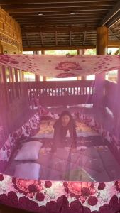 มุ้งกันยุง ขนาด 9 ฟุตหลังคาลาย ต่อพื้นลาย