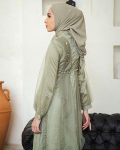 Gamis Nadine Brokat Kondangan Tunangan Lamaran Wisuda Polos Bahan Satin Baju Pesta Muslim Dress Kekinian