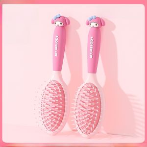 Sanrio Officially Authorized Cute Cartoon Teenage Girl Heart Handle Air Cushion Comb Massage Head Plaid Portable Non-Knotted