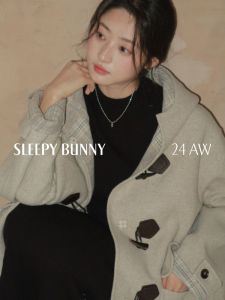 Leisure Thicker Double Face Wool Plaid Horn Button Coat