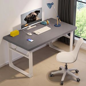Foldable Study Desk Student Writing Desk Office Computer Desk Bedroom Home Use Mobile Bedside Table Rectangular Metal Frame