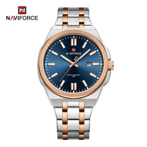 NAVIFORCE Watch for Men Business Casual Waterproof Wristwatch Elegant Quartz Date and Luminous Display Stainless Steel Strap Original Brand