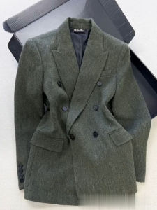 DANTING | English Style Green Elegant Double-Breasted Fashionable Womens Blazer