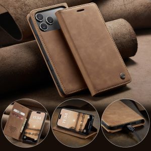 szhaiyu | Retro Flip PU Leather Magnetic Phone Case for iPhone 17 Air 17E 16 15 14 13 12 11 Pro Max Wallet Cards Solt Protective Cover