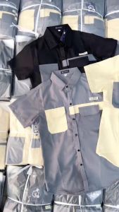 Áo sơ mi nam Hàn Quốc tay ngắn phối họa tiết đẹp chất vải lụa mịn dày dặn chuẩn from body mẫu mới-DVFASHION