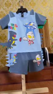 [Cao Cấp Cực Đẹp] Đồ Bộ Bé Trai Size 10kg-26kg Thun Cotton Co Giãn 4 Chiều Mềm Mịn Siêu Mát Hình Khủng Long.1681