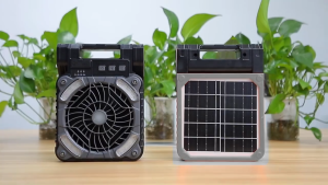 3-in-1 Solar Electric Fan With Panel 4 Gears Strong Wind Rechargeable PowerBank and LED Emergency Light