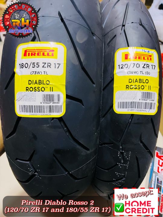 PIRELLI DIABLO ROSSO 2 前後Set DUCATI 1098R 1198R モンスター1200 120/70ZR17 190/55ZR17 120/70-17 190/55-17フロント リア タイヤ M4》999S PIRELLI DIABLO ROSSO CORSA 2 120⁄70ZR17＆180⁄60ZR17