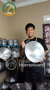 Wajan Penggorengan no.12-22 Aluminium Mengkilat Serbaguna Anti Lengket Gagang Plastik Asaking