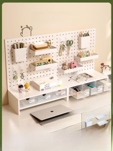 Desktop Wire-Wrap Board For Home Study Table Desk Dormitory Vertical Storage Storage Rack Elevated Rack Drawer Table
