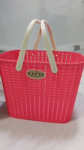 Mini Knitted Plastic Storage Basket Organizer Bin with Easy Carry Handles for Home Office Bathroom Kitchen