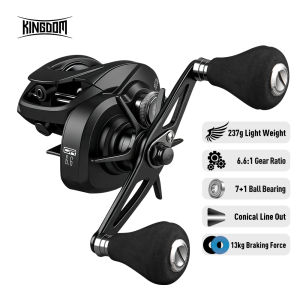 Kingdom | Kingdom Macro Monster Long Cast Baitcasting Reel Max Drag 13kg Full Metal 237g 6.6:1 Gear Ratio NMB Bearing Fishing Reel