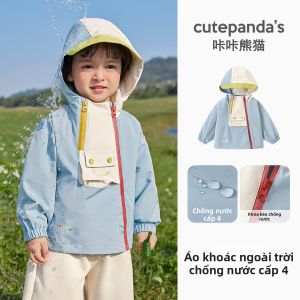 CUTEPANDAS | Áo Khoác Hooded Chống Nước Cấp 4 Hình Hoạt Hình