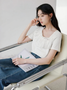 XIANGYING | Slim Elegant White T-shirt