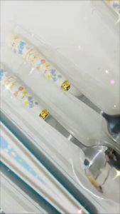iSchoolDy Kids Cartoon Melody Kuromi Cinnamoroll Meal Time Spoon Fork Cutlery Set