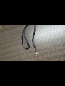 Badge Holder with Lanyard Leather ID Name Badge Card Holder with Lanyard for ID Badges Horizontal Black