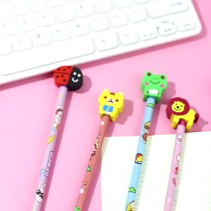 Cartoon Pencil Set with Cute Eraser for Kids Rubber Head Pencils School Supplies Student Use